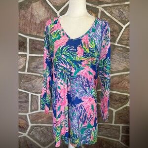 Lilly Pulitzer Floral V-Neck Long Sleeve Dress
